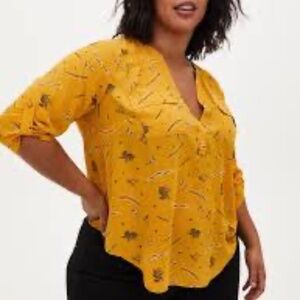 Torrid Harry Potter Yellow Graphic Harper Blouse Hufflepuff Size 3X